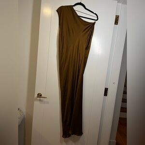Zara Brown Asymmetrical Maxi Dress